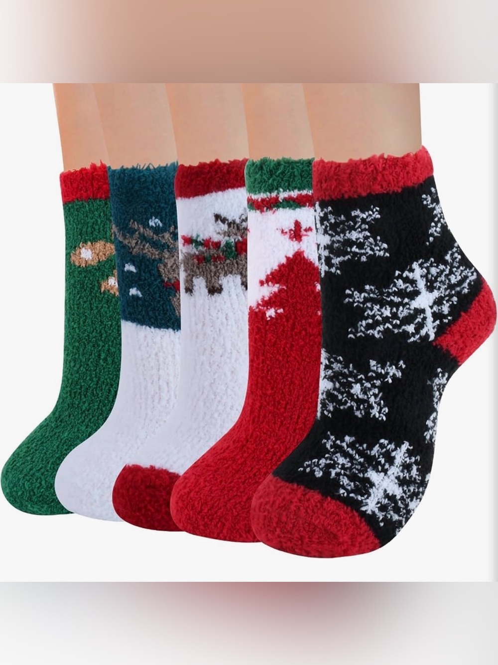 LKV NWT Women’s Cozy and Thick Holiday crew socks with trendy patterns. ONE SIZE